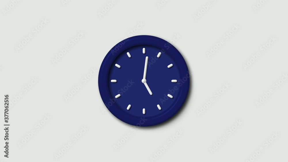 New counting down 3d wall clock icon on white background,blue dark clock icon