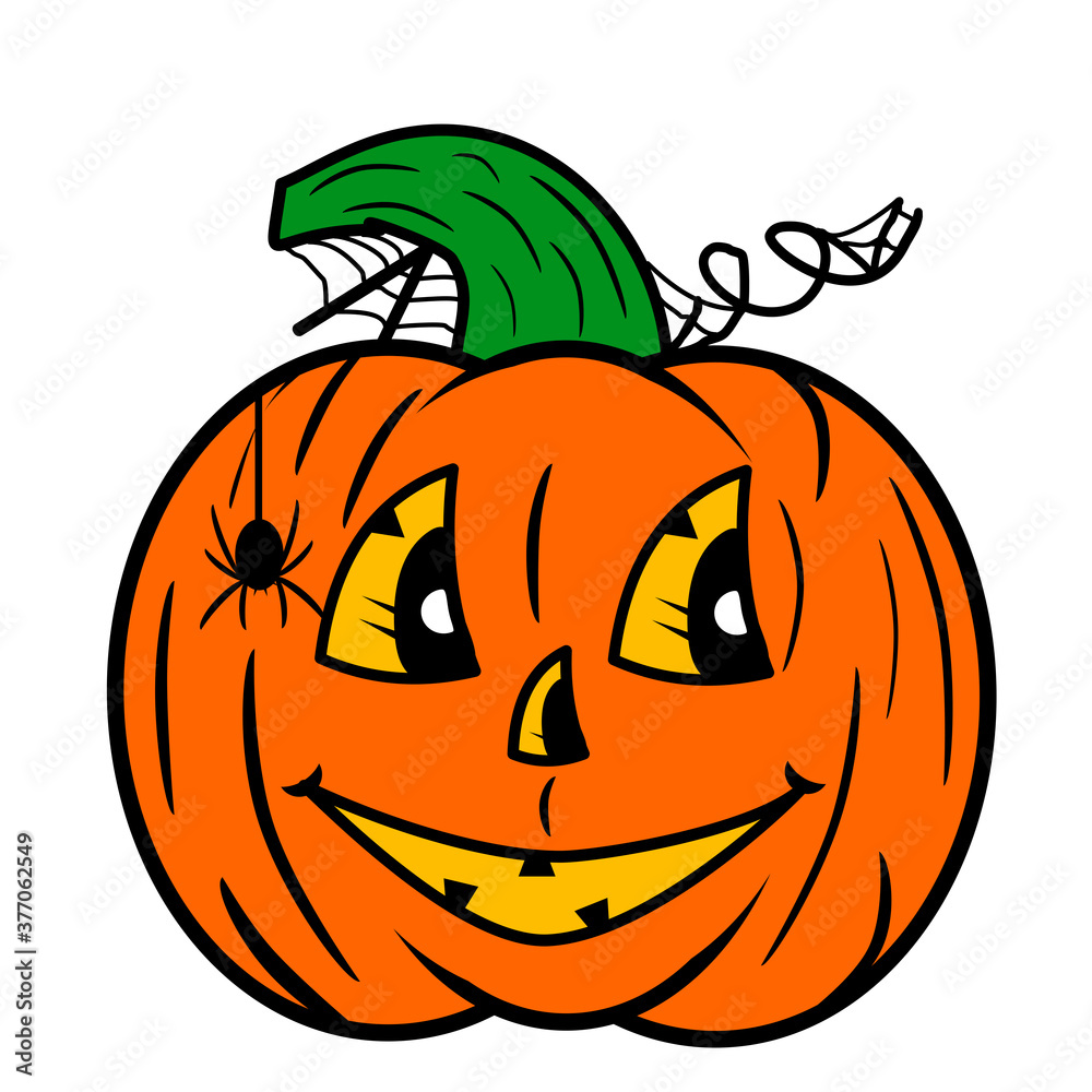 Fototapeta premium Illustration. A happy Halloween pumpkin