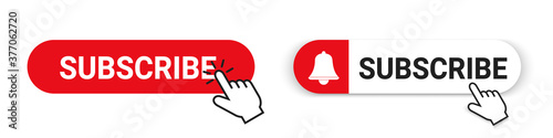 Subscribe Button Set - Different Vector Illustrations - Isolated On White Background
