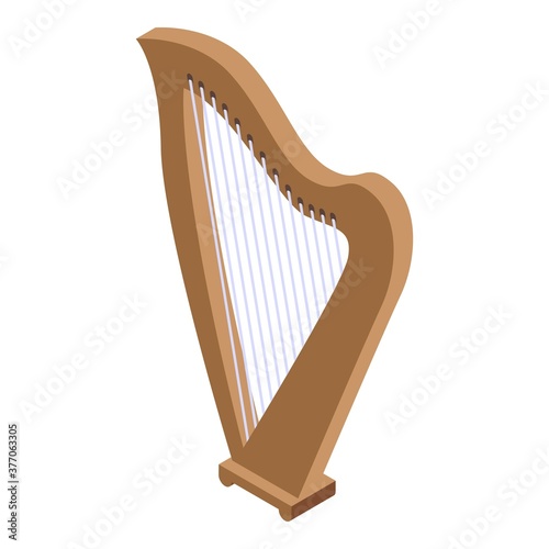 Traditional harp icon. Isometric of traditional harp vector icon for web design isolated on white background