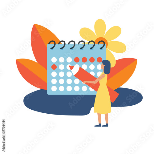 Vector girl notes the menstrual cycle