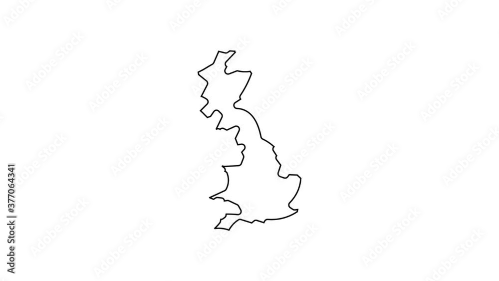 Black line England map icon isolated on white background. 4K Video motion graphic animation. Black line England map icon isolated on white background. 4K Video motion graphic animation.
