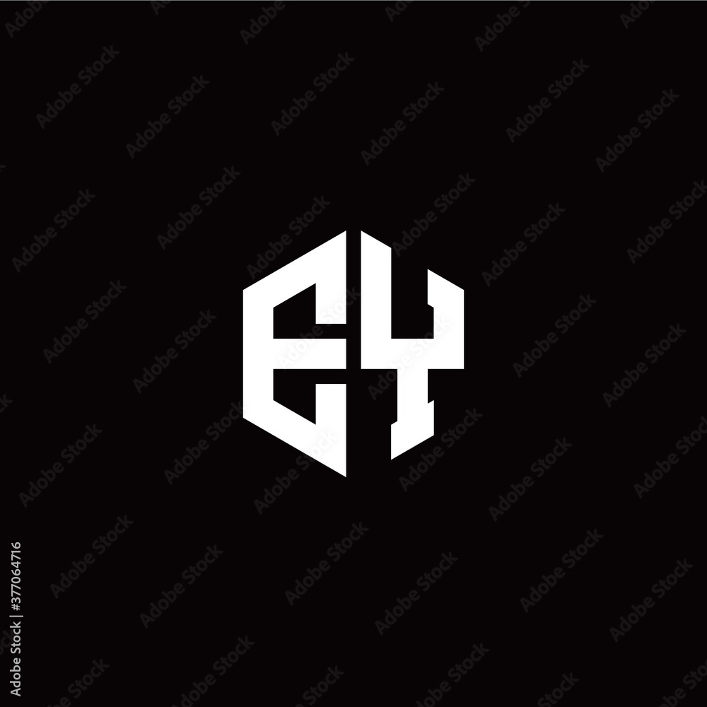 Initial E Y letter with polygon modern style logo template vector