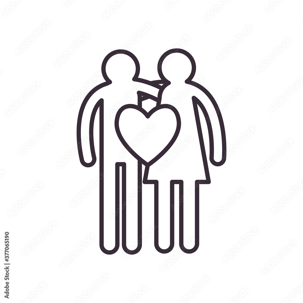 Couple of woman and man avatar line style icon vector design Couple of woman and man avatar line style icon vector design