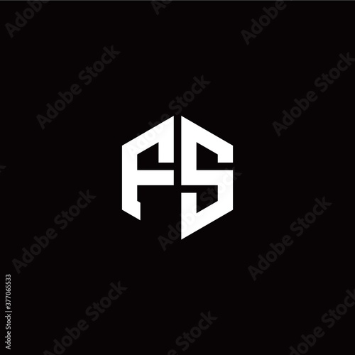 Initial F S letter with polygon modern style logo template vector