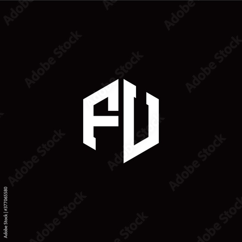 Initial F U letter with polygon modern style logo template vector