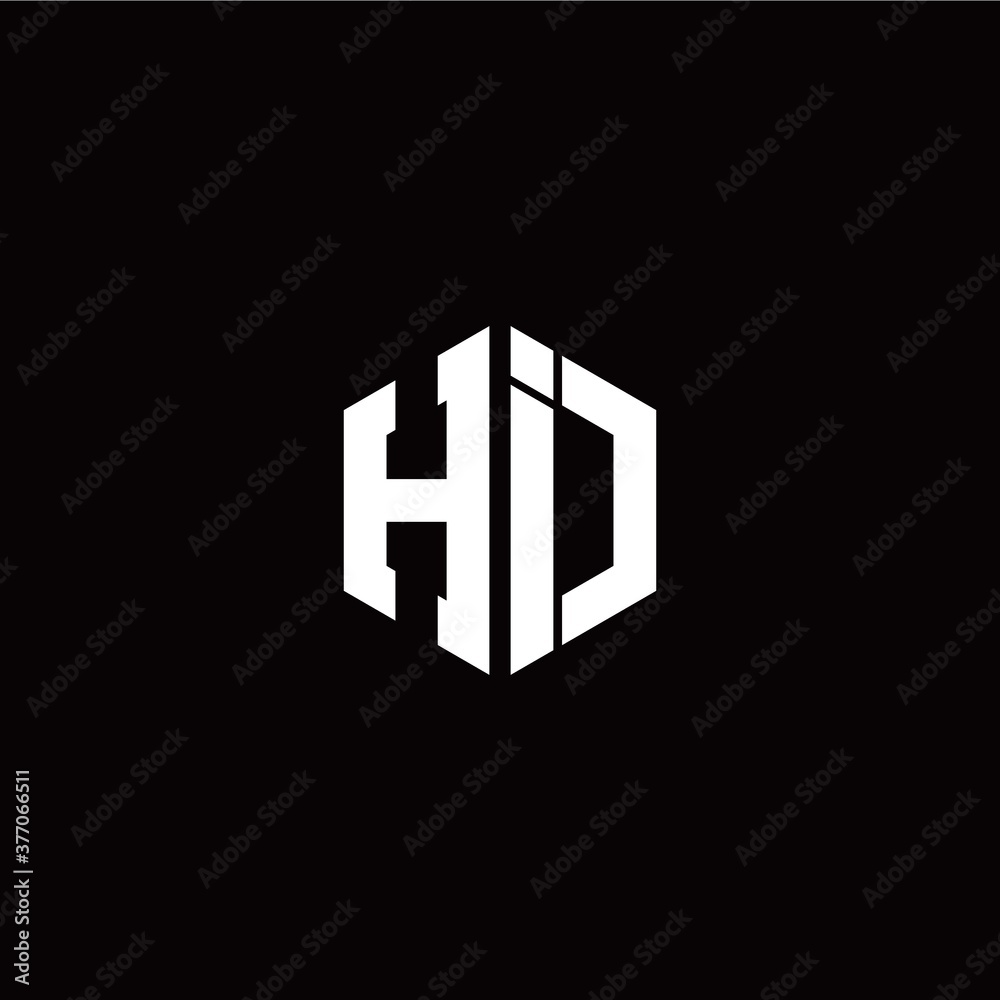 Initial H I letter with polygon modern style logo template vector