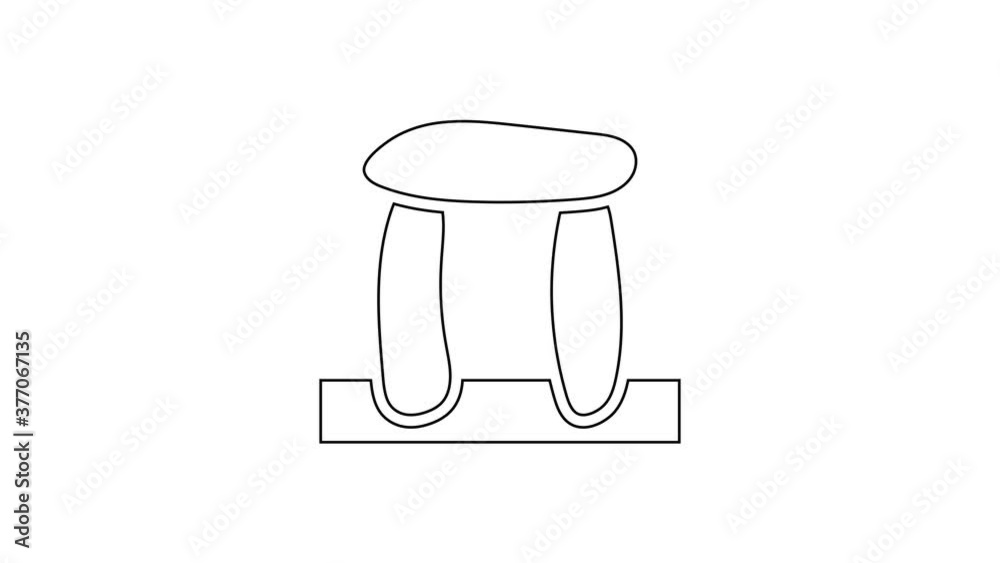 Black line Stonehenge icon isolated on white background. 4K Video motion graphic animation. Black line Stonehenge icon isolated on white background. 4K Video motion graphic animation.