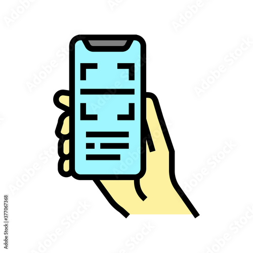 scanning qr code phone app color icon vector. scanning qr code phone app sign. isolated symbol illustration