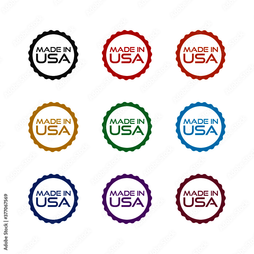 Simple Stamp with text made in USA, color set