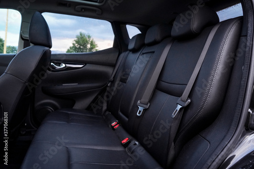 Black Modern car interior details. © Nataly