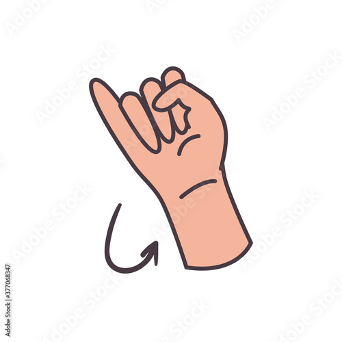i hand sign language line and fill style icon vector design