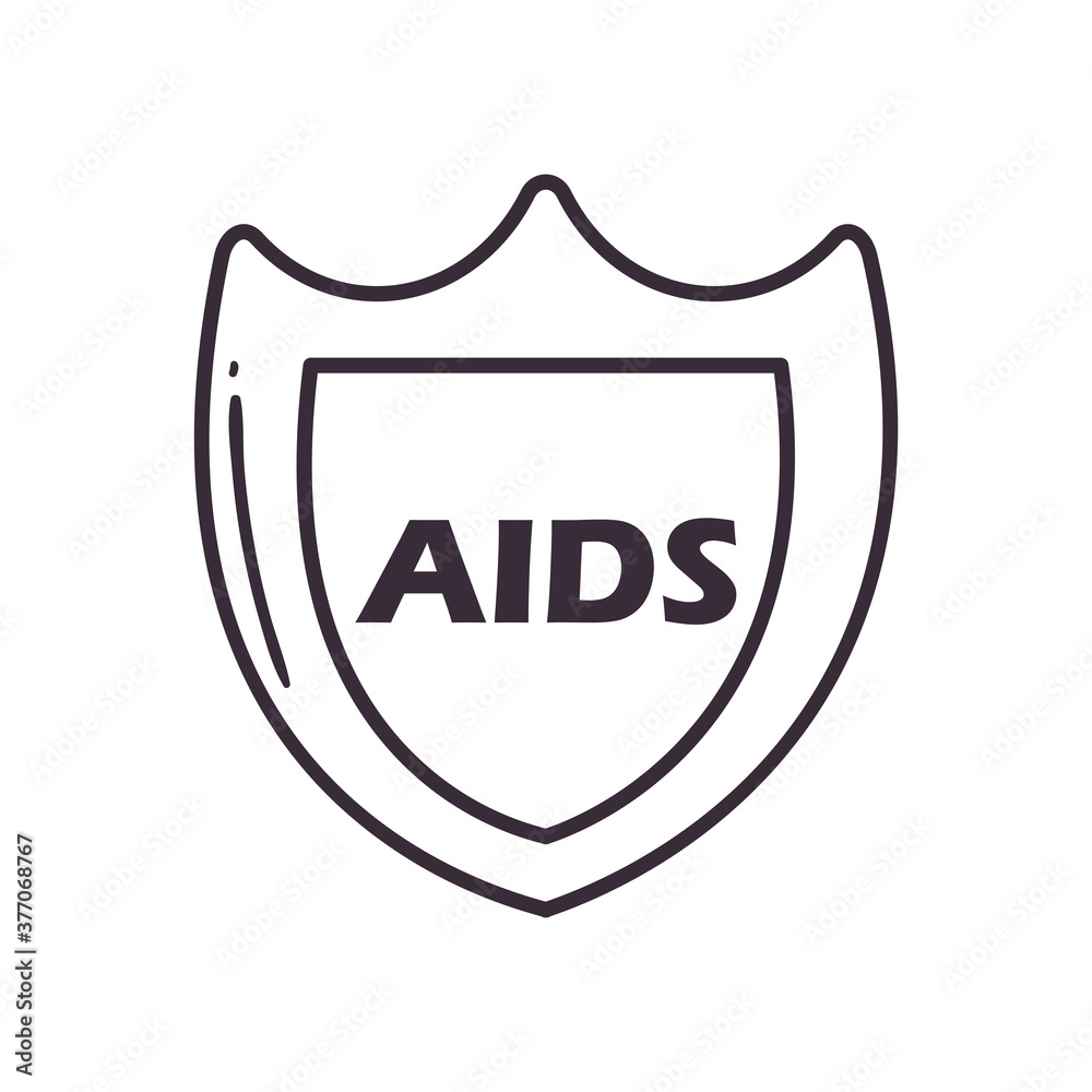 aids shield line style icon vector design aids shield line style icon vector design