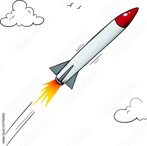Misille flying in the sky going to hit target