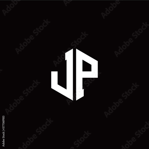 Initial J P letter with polygon modern style logo template vector