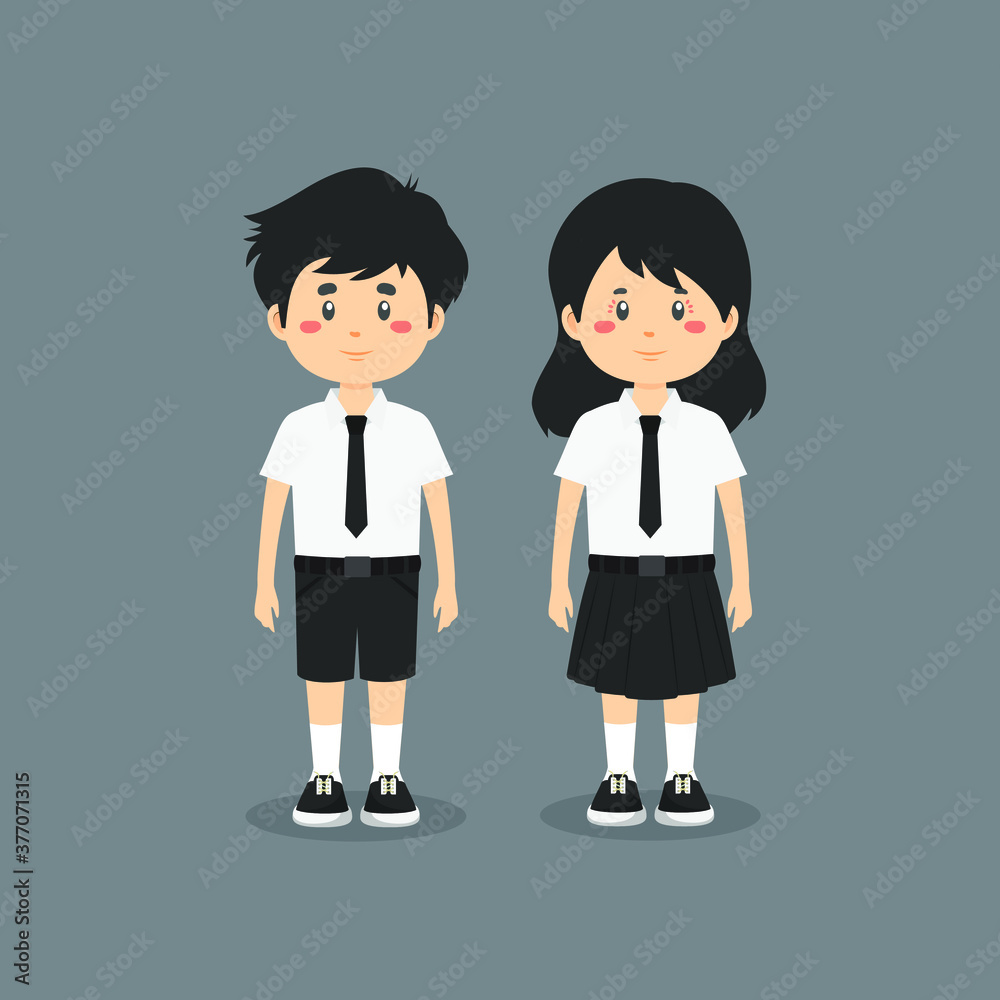 Cute Character Wearing School Uniform Cute Character Wearing School Uniform