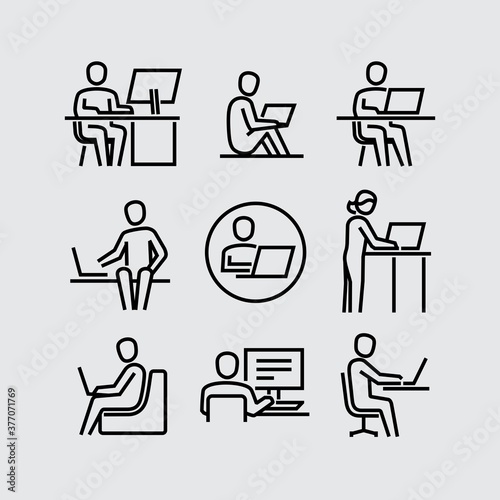 People Working Vector Line Icons 