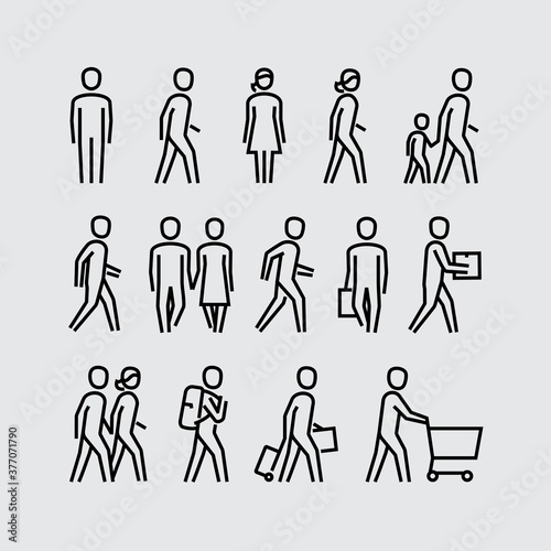 People Walking Vector Line Icons