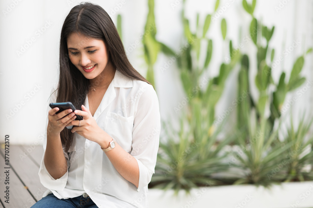 Young asian beautiful women using smartphone . Young asian beautiful women using smartphone .