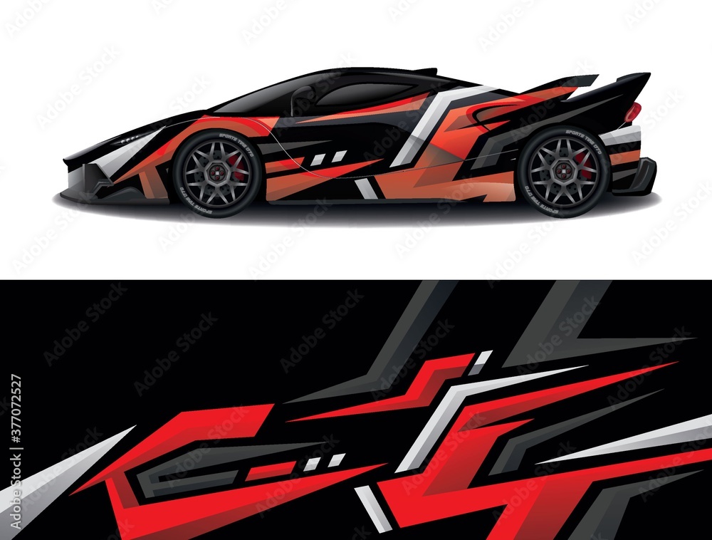 Sports car wrapping decal design