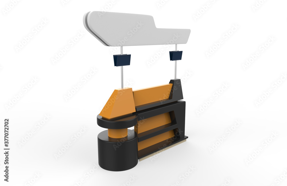 food Trolley Cart on a white background. 3d Rendering food Trolley Cart on a white background. 3d Rendering