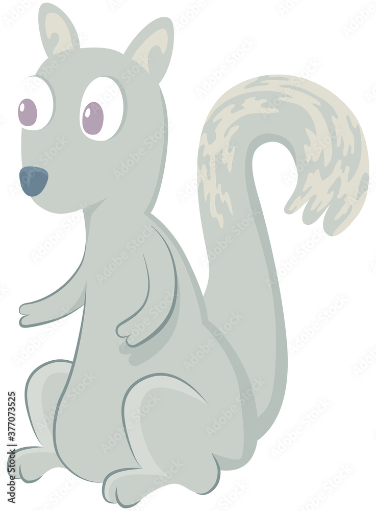 Cute squirrel. Vector illustration of a gray squirrel