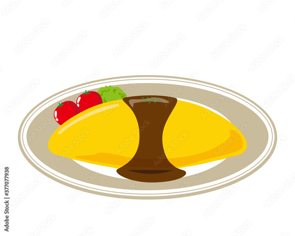 Vector illustration of omelet rice, omelet . Vector illustration of omelet rice, omelet .