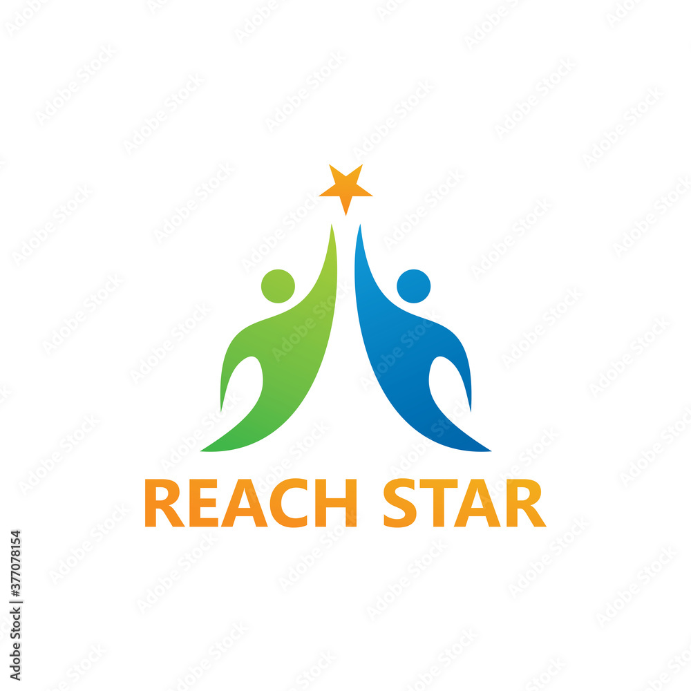 Fototapeta premium People Reach Star Logo Template Design Vector