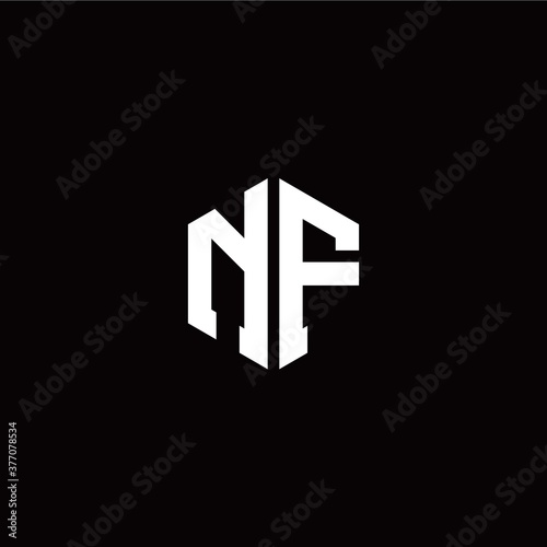 Initial N F letter with polygon modern style logo template vector