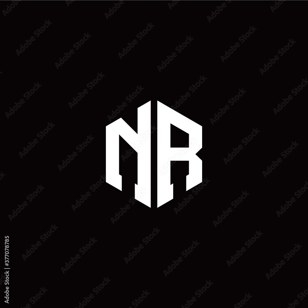 Initial N R letter with polygon modern style logo template vector