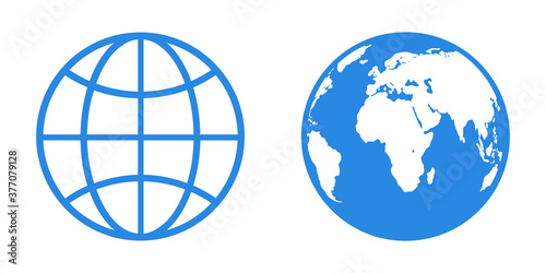 Globe flat icons. Vector symbol of Earth. Planet icon