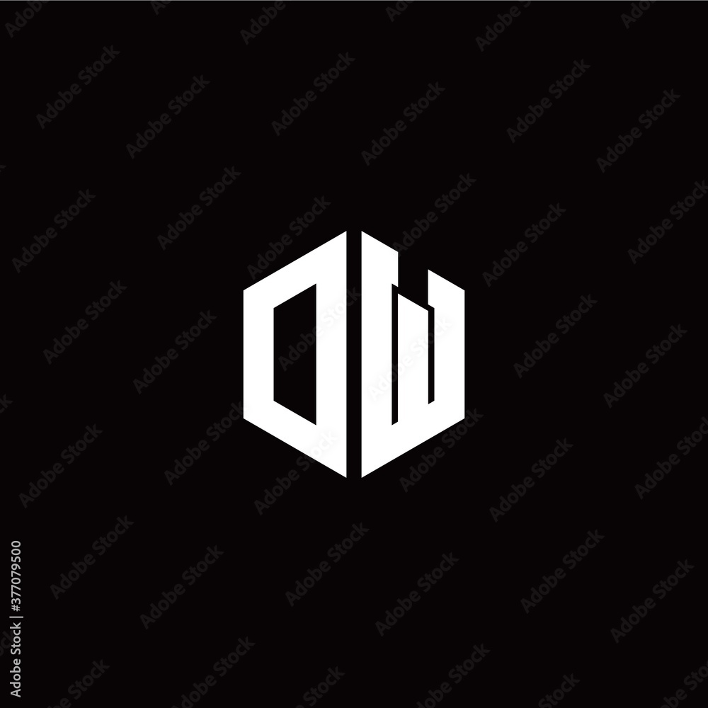 Initial O W letter with polygon modern style logo template vector