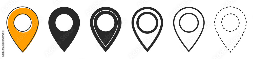Set of location icons in flat style. Vector icons. Set of location icons in flat style. Vector icons.