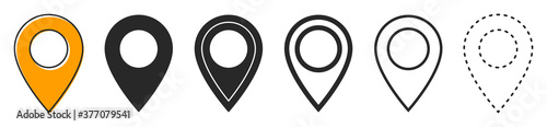 Set of location icons in flat style. Vector icons.