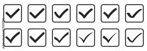 Set of check mark icons. Vector approved icons