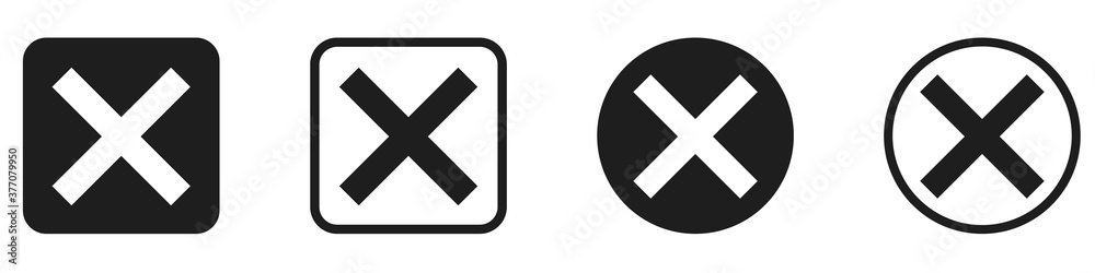 Set of cross icons Vector reject or ban icons
