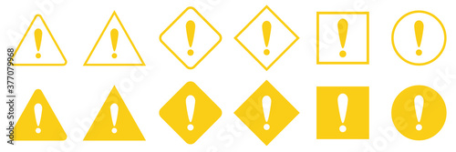 Set of warning signs. Danger icons with exclamation point