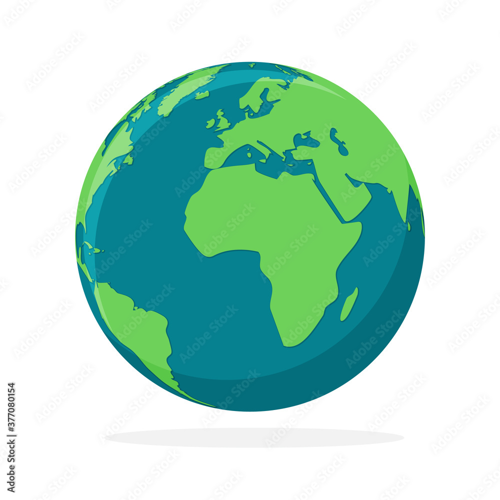 Earth globe icon isolated. World map icon. Vector illustration.