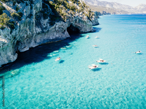 Cala Luna, coastline and caves with turquoise sea water, Orosei Gulf, Sardinia