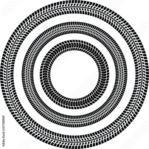 Tire Track Vector Round Border Frame . 