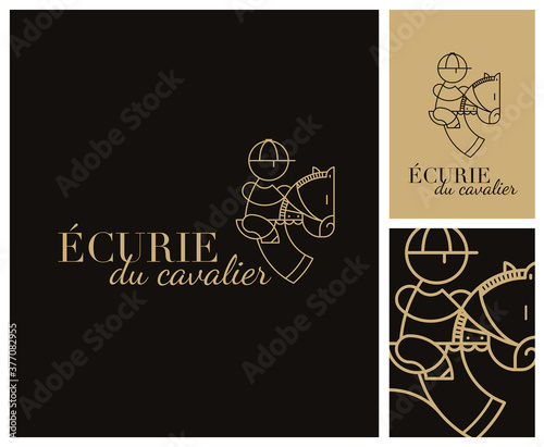 Collection of logos. Icons and symbols. Centre équestre. Poney club. Course hippique. Club d'équitation. Randonnée équestre. Champ de course