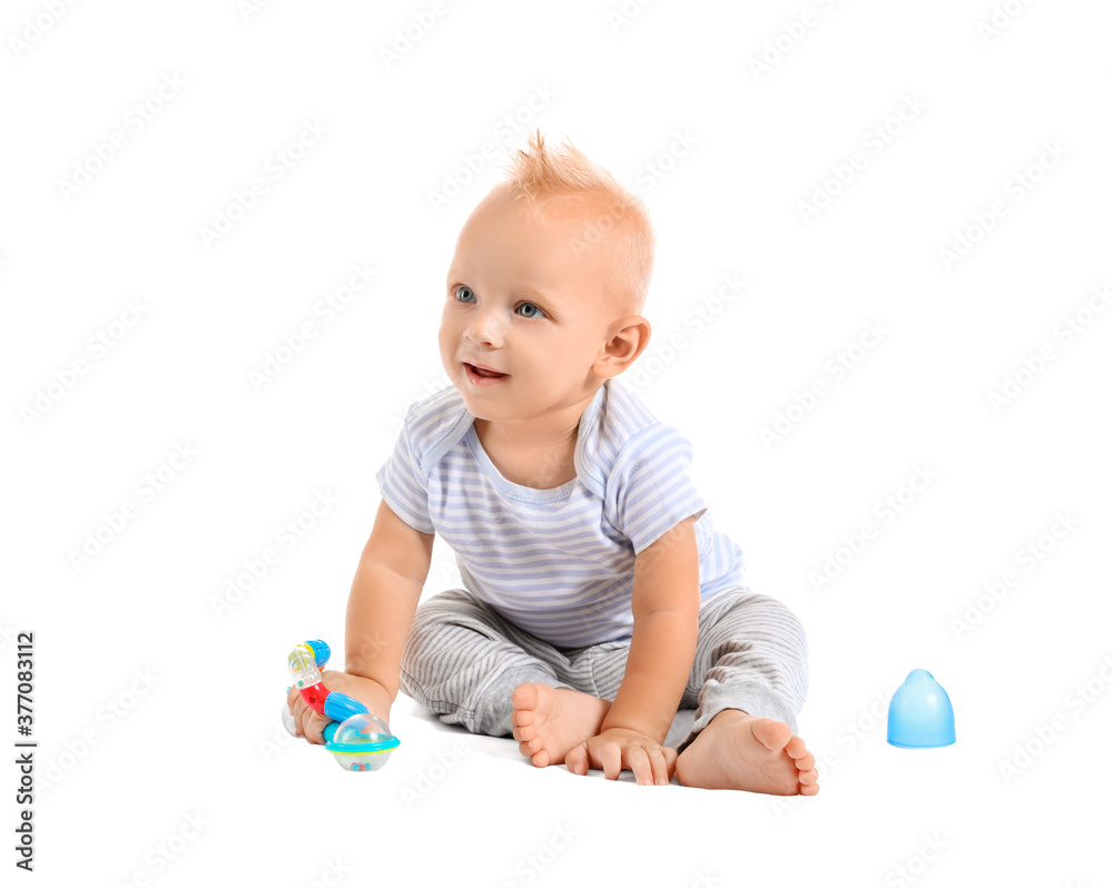 Portrait of cute little baby on white background Portrait of cute little baby on white background