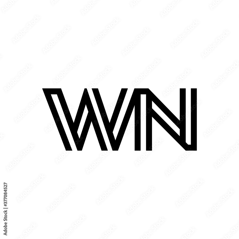 initial letter wn line stroke logo modern