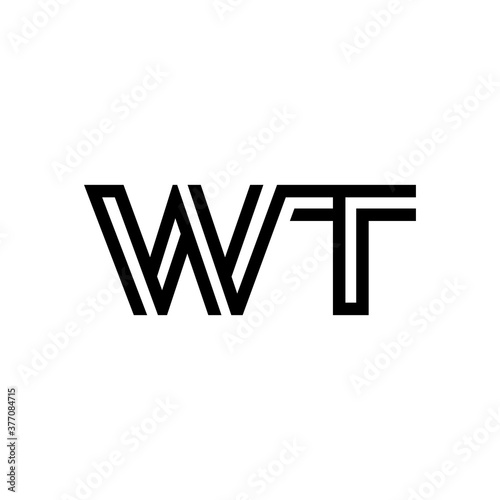 initial letter wt line stroke logo modern