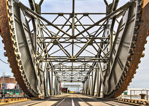 View of industrial bridge in city