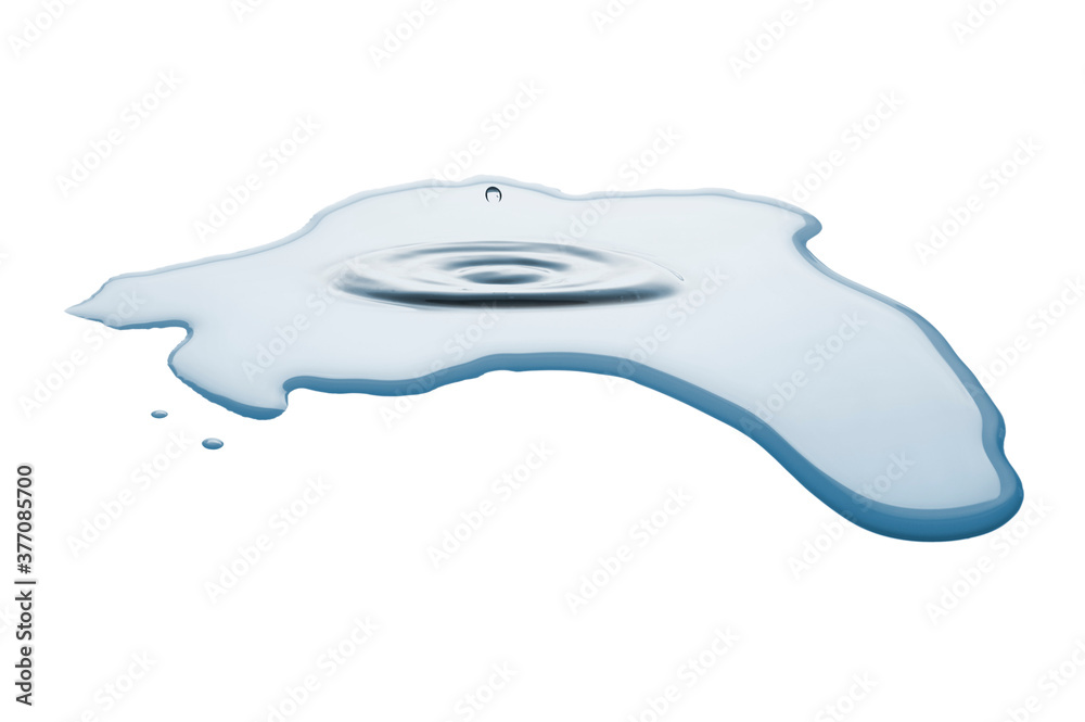 puddle of water, isolated on white background