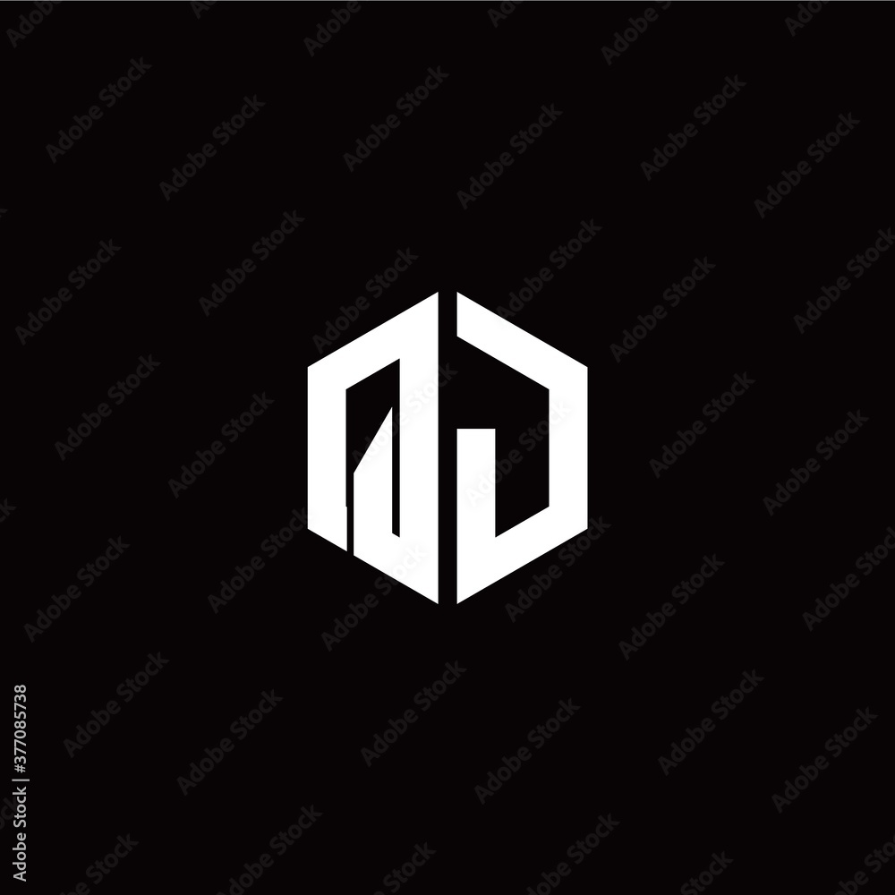 Initial Q J letter with polygon modern style logo template vector Initial Q J letter with polygon modern style logo template vector