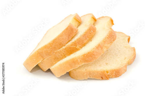 slices of white bread isolated on white background