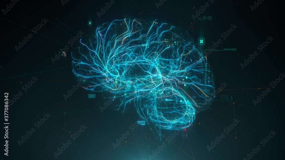 Futuristic human brain interface concept. Brain scan technology. Neurosurgery diagnostic