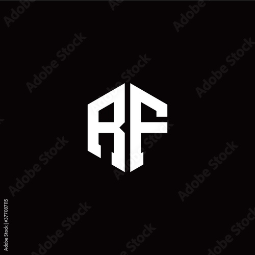 Initial R F letter with polygon modern style logo template vector